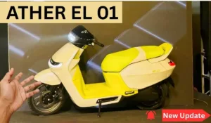 Ather EL01 concept electric scooter with vibrant white and yellow design, highlighting a new e-scooter platform