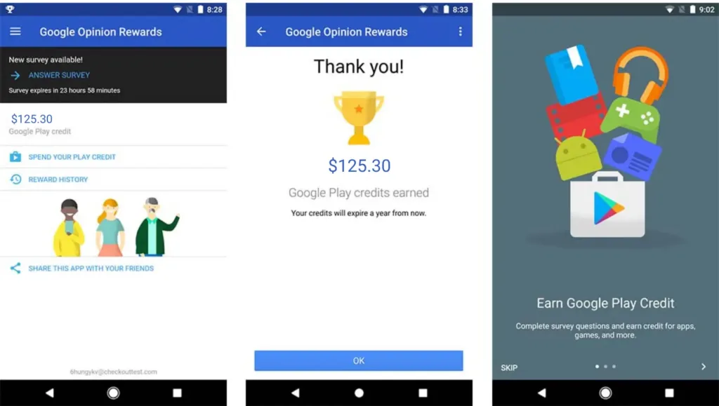 Google Opinion Rewards earning