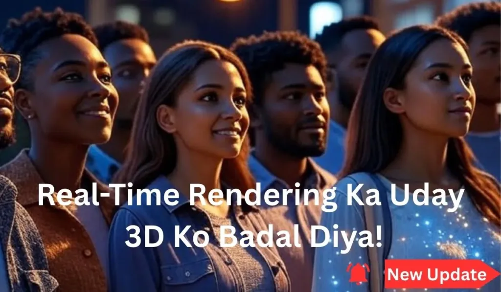 Ek vibrant 3D model jo real-time mein render ho raha hai, with glowing effects aur dynamic lighting – high-quality stock image from Unsplash or similar