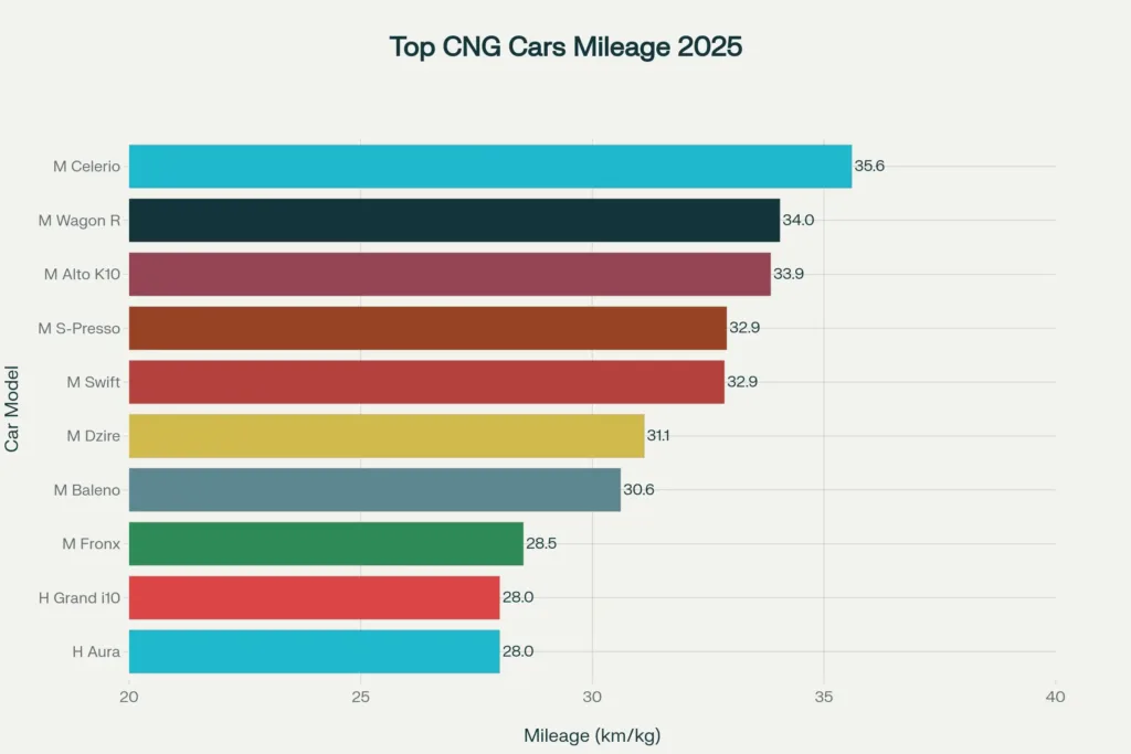 Top 10 CNG Cars by Mileage in 2025 - Best Fuel Efficiency Under ₹10 Lakh