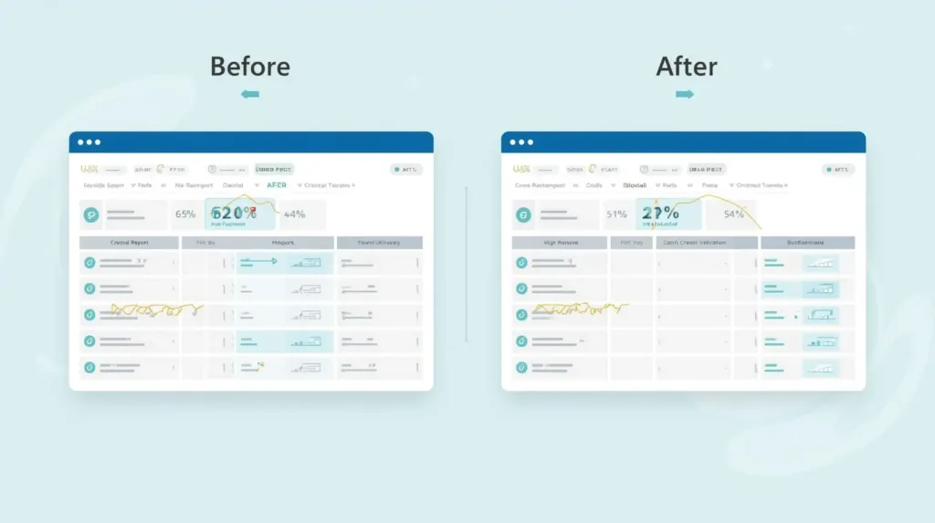 Sample credit report repair before and after 2025