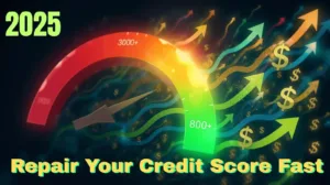 Credit score improvement graphic for 2025 U.S. guide.