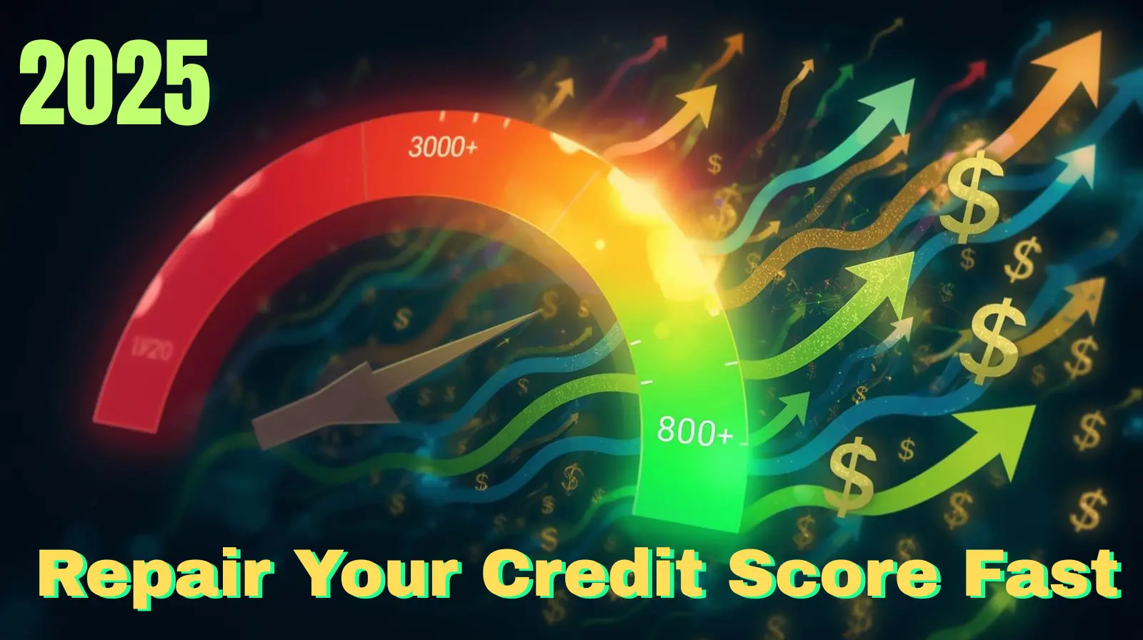 Credit score improvement graphic for 2025 U.S. guide.